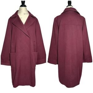 ASOS | Women | Plum Wine Cozy Oversized Mid Length Winter Pea Coat | Size US 12